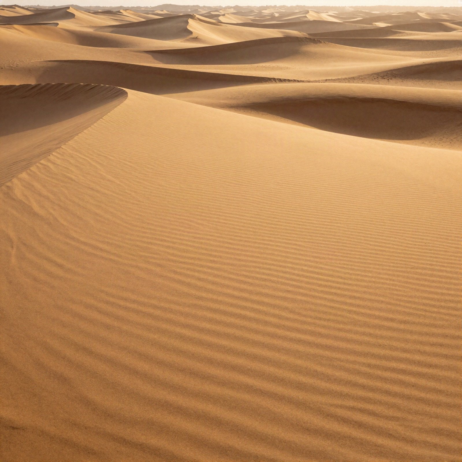 كثبان رملية نحتتها الرياح عند الغروب
