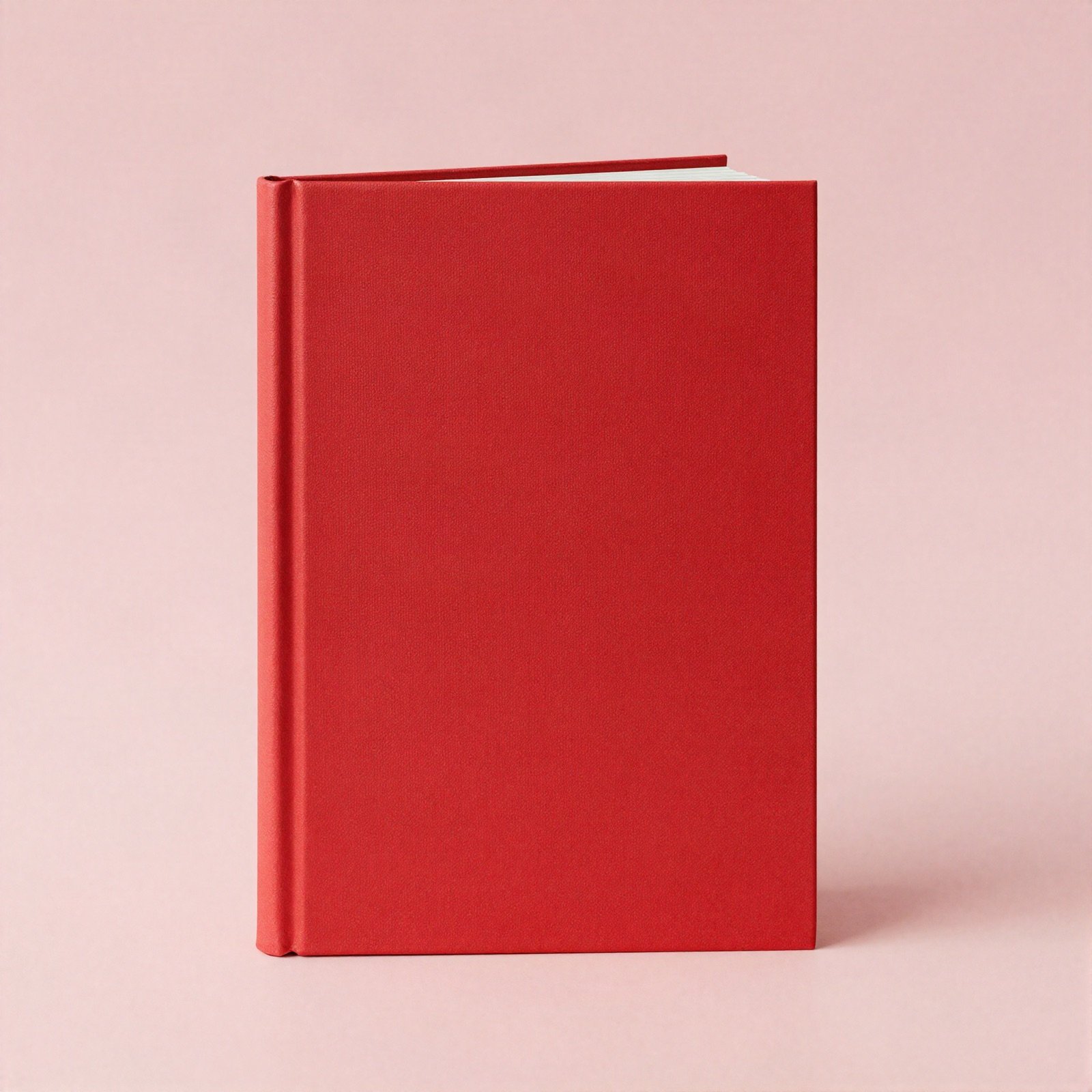 كتاب بغلاف صلب قرمزي زاهٍ